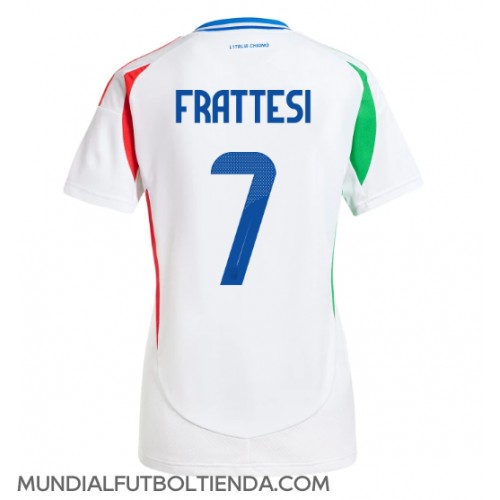 Camiseta Italia Davide Frattesi #7 Segunda Equipación Replica Eurocopa 2024 para mujer mangas cortas